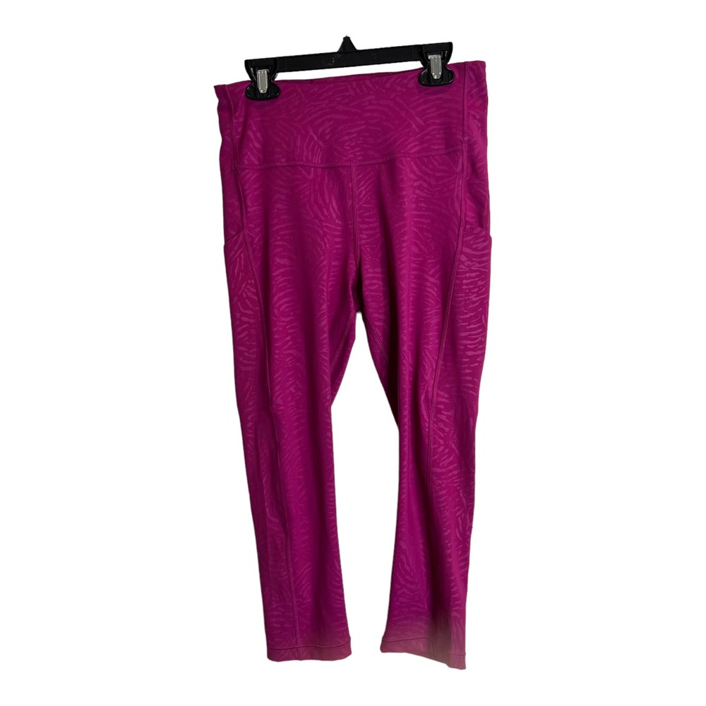 Athleta Ultimate Stash Pocket Pink Capri Embossed Leggings Sz Small